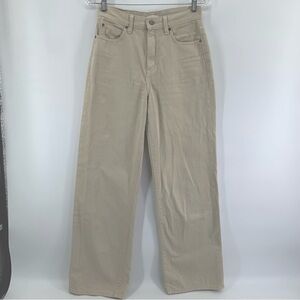 Uniqlo wide leg jeans beige 28 inch waist high rise